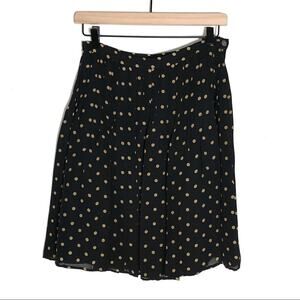 Kate Hill black 100% silk pleated polka dot skirt size 8P